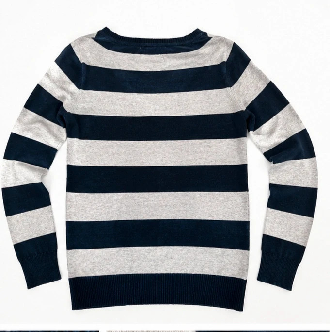 Pull Zara à Rayures Bleu Marine et Gris Col V – Taille M – Zara – taille M / 38 / 10 3