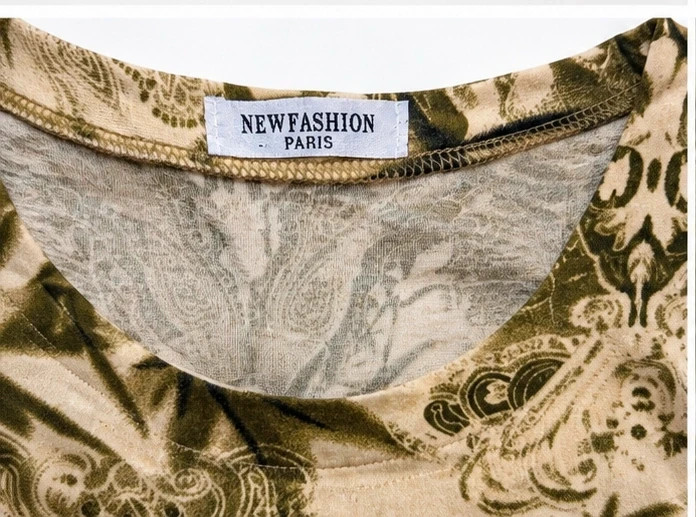 Haut à manches longues New fashions Paris imprimé cachemire bohème kaki et beige – Taille 42 – New Fashion – taille XL / 42 / 14 2