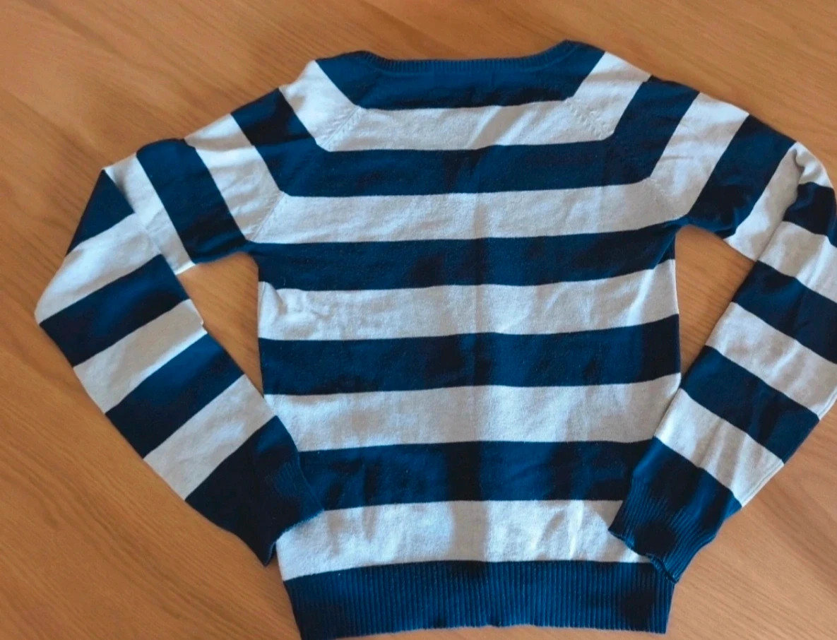 Jersey Zara Talla M Rayas Marino y Beige Cuello Pico / Striped V-Neck Jumper – Zara – taille M / 38 / 10 3