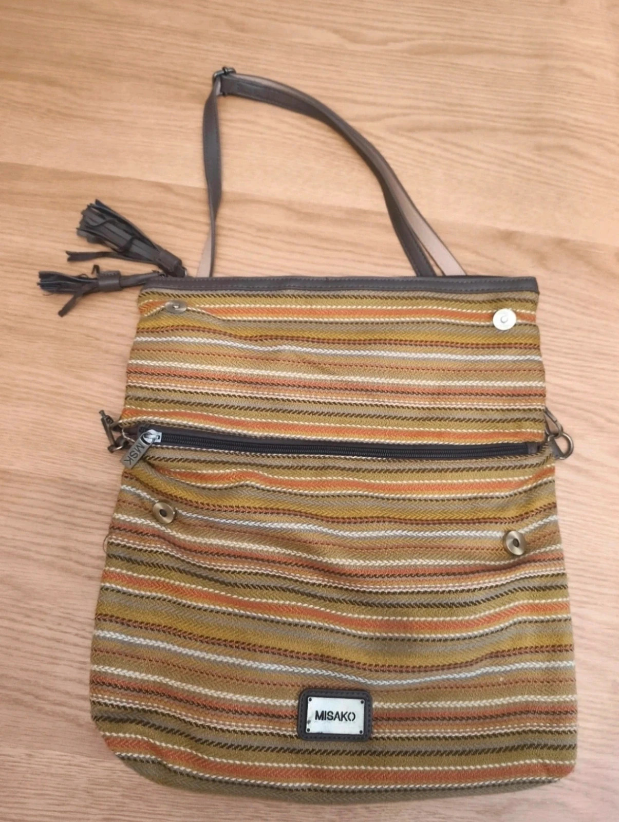 Bolso Bandolera Misako Plegable Textil Étnico Rayas / Crossbody Bag – misako 2
