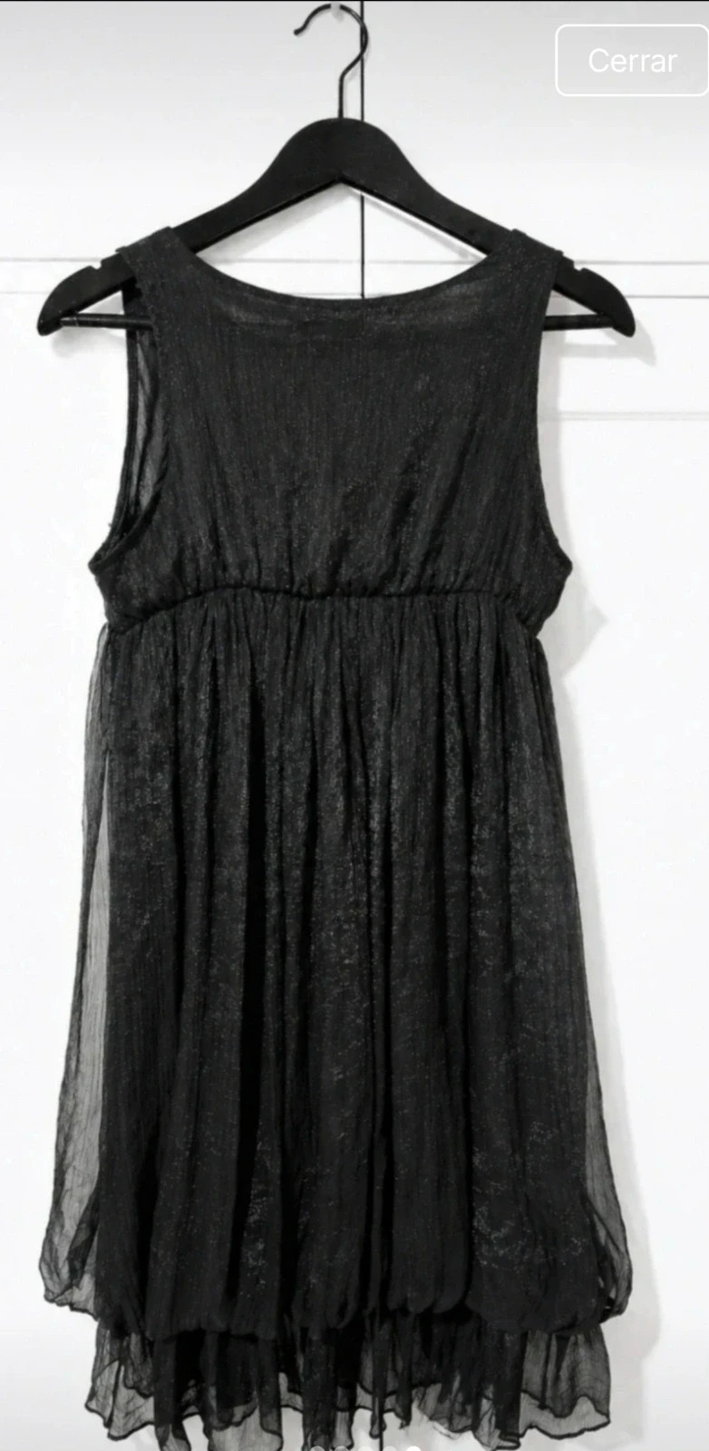 Vestido Negro Festivo Holly & Bracken T2/M Babydoll Lurex Brillo Coquette Party