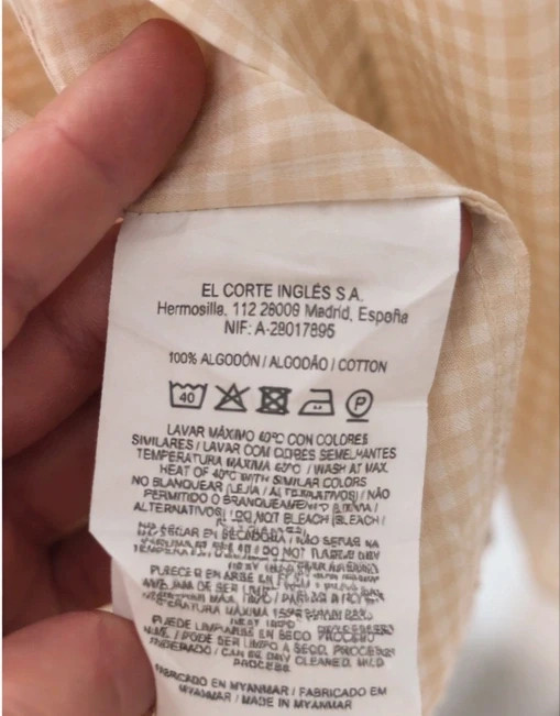 Camisa cuadros Vichy beige UNIT El Corte Inglés S – Unit – taille S 4