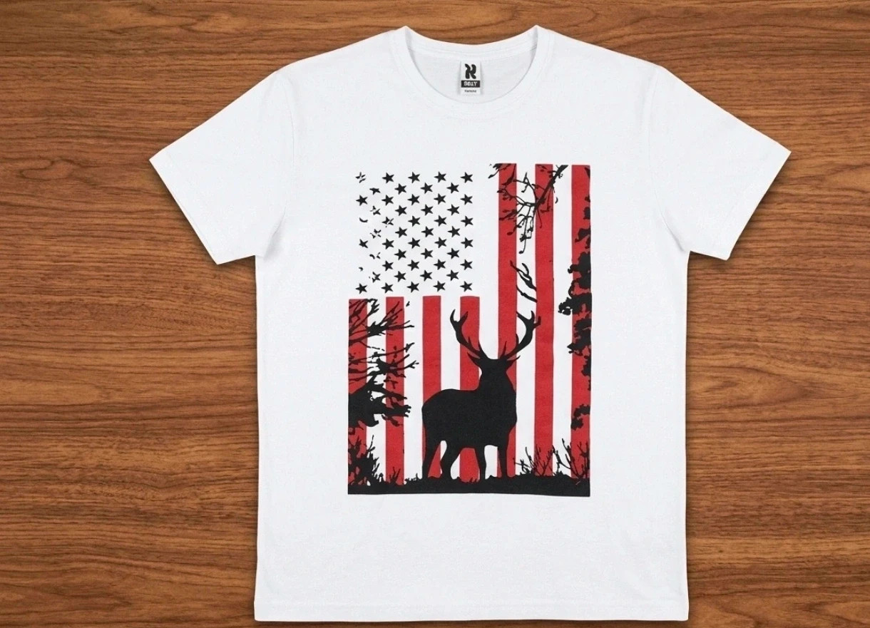 Camiseta blanca Roly S 🇺🇸 Ciervo USA | Forest Eagle Streetwear