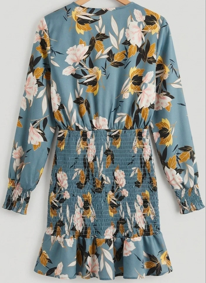 Vestido Floral Coquette Azul Cintura Elástica talla unica – taille Taille unique 2