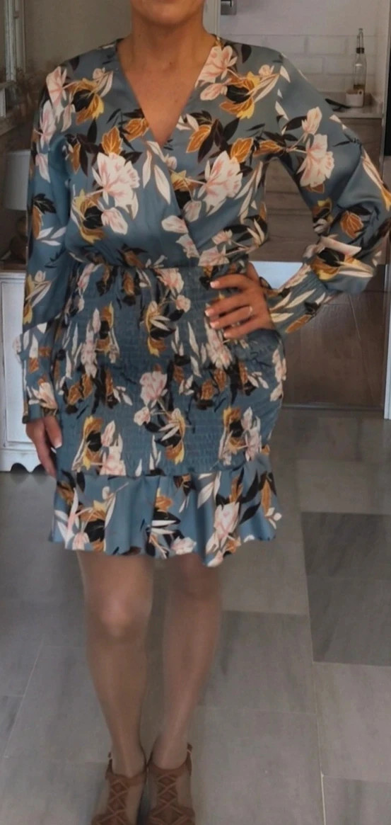 Vestido Floral Coquette Azul Cintura Elástica talla unica – taille Taille unique 3