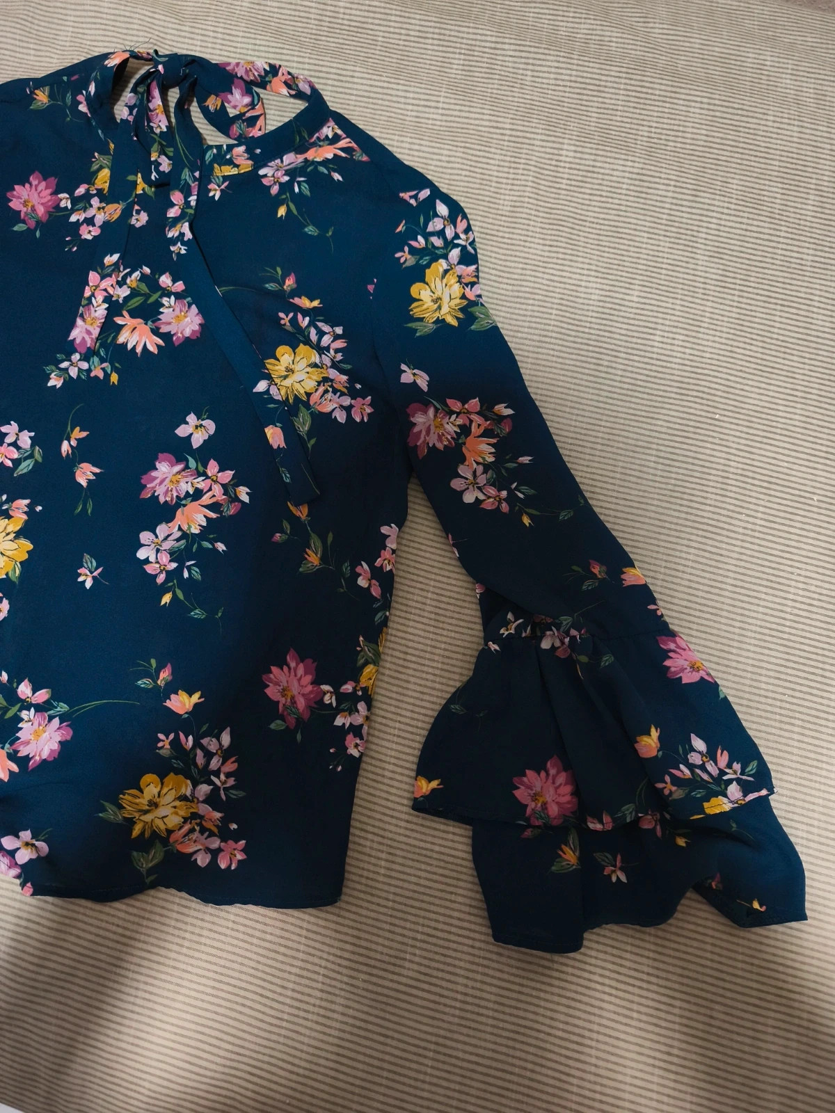 Blusa Floral Azul Marino Manga Campana Boho – taille S / 36 / 8 2