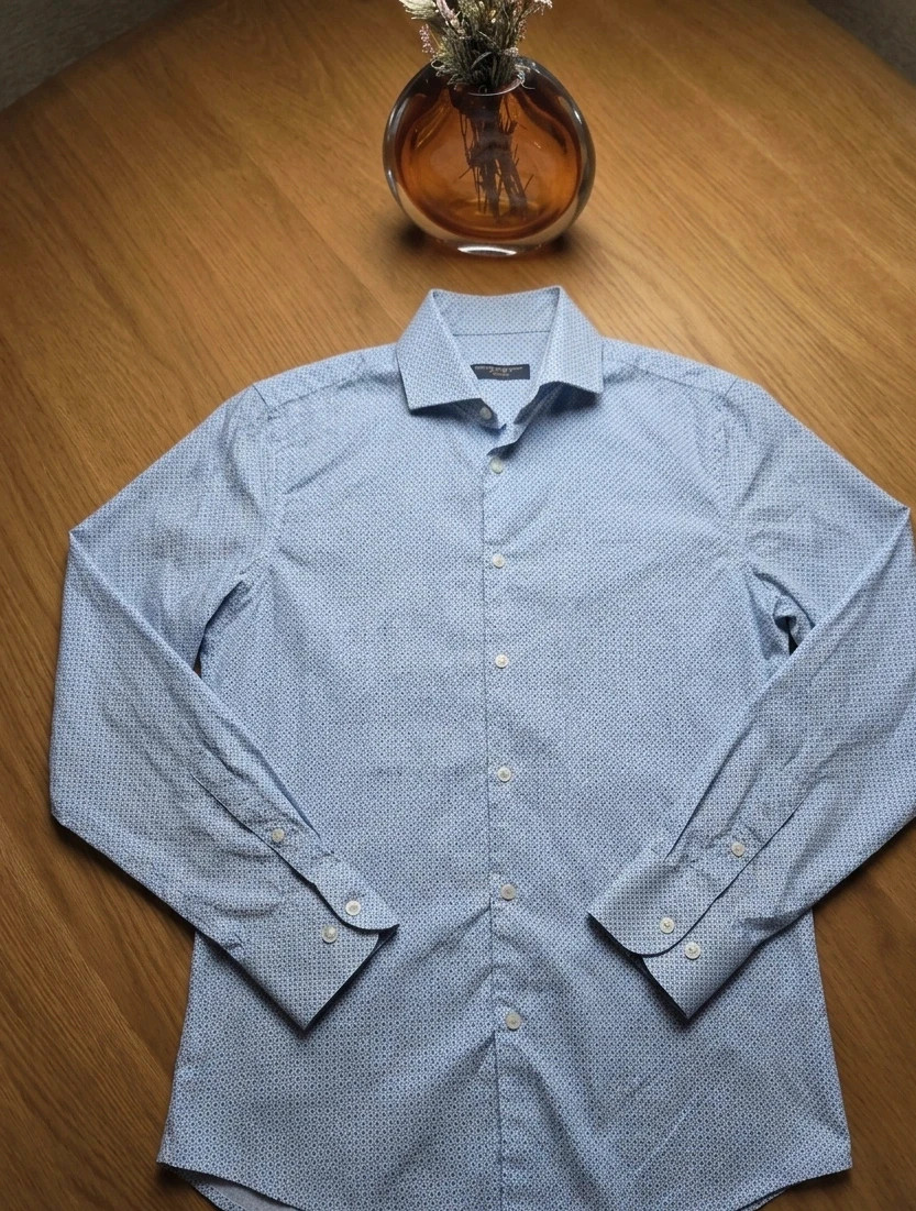 Camisa Easy Wear Slim Fit - Estampado Microdots Azul – Easy Wear – taille S 3