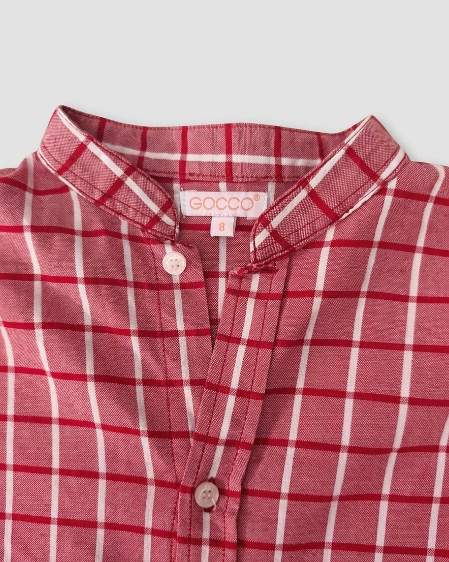 Camisa GOCCO Cuadros Granate Cuello Mao Estilo Trendy – Gocco – taille 8 ans / 128 cm 3