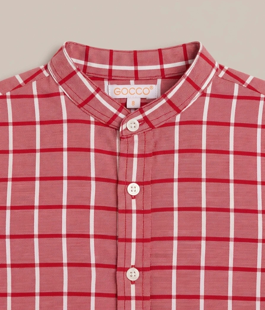 Camisa GOCCO Cuadros Granate Cuello Mao Estilo Trendy – Gocco – taille 8 ans / 128 cm 2