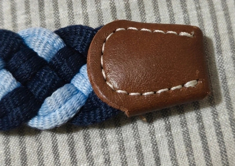 Cinturón Trenzado Elástico Azul y Marino - Estilo Old Money / Preppy – taille 75 cm 2