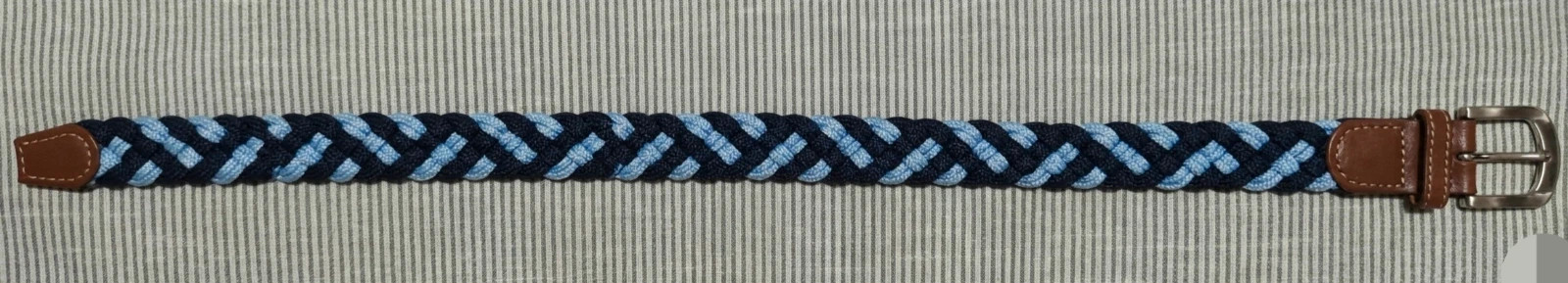 Cinturón Trenzado Elástico Azul y Marino - Estilo Old Money / Preppy – taille 75 cm 3