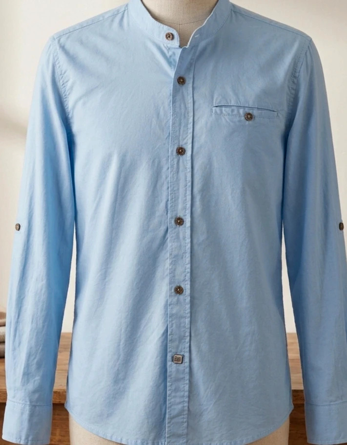 Camisa Cuello Mao en Azul Celeste Estilo Casual talla 10-11 años – El Corte Inglés – taille 11 ans / 146 cm 5