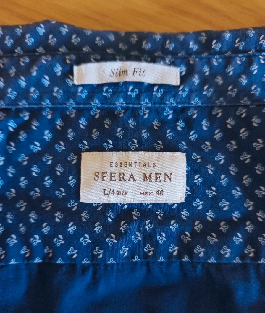 Camisa Botones Azul Eléctrico Patrón Micro <Slim Fit> Talla L – Sfera – taille L 4