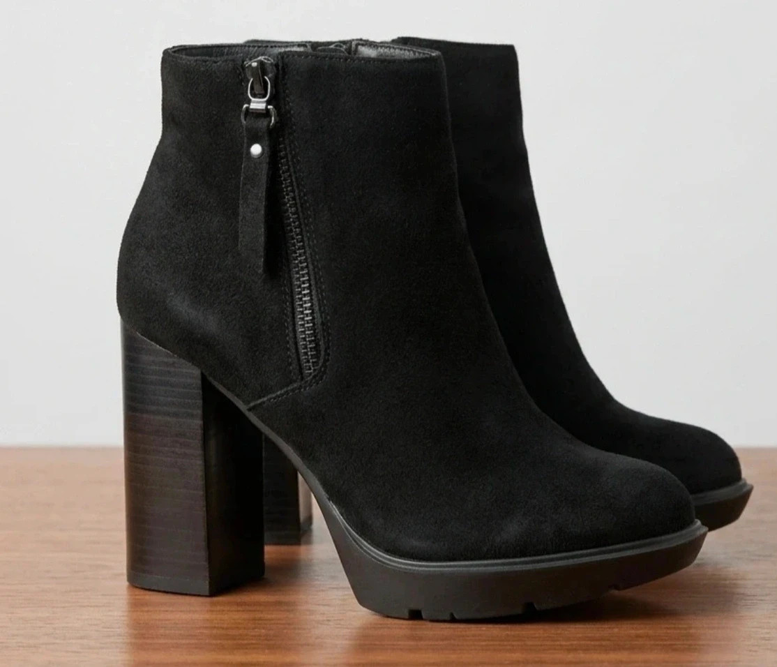 Botines negros de antelina con tacón y cremalleras talla 37 – Marypaz – taille 37 2