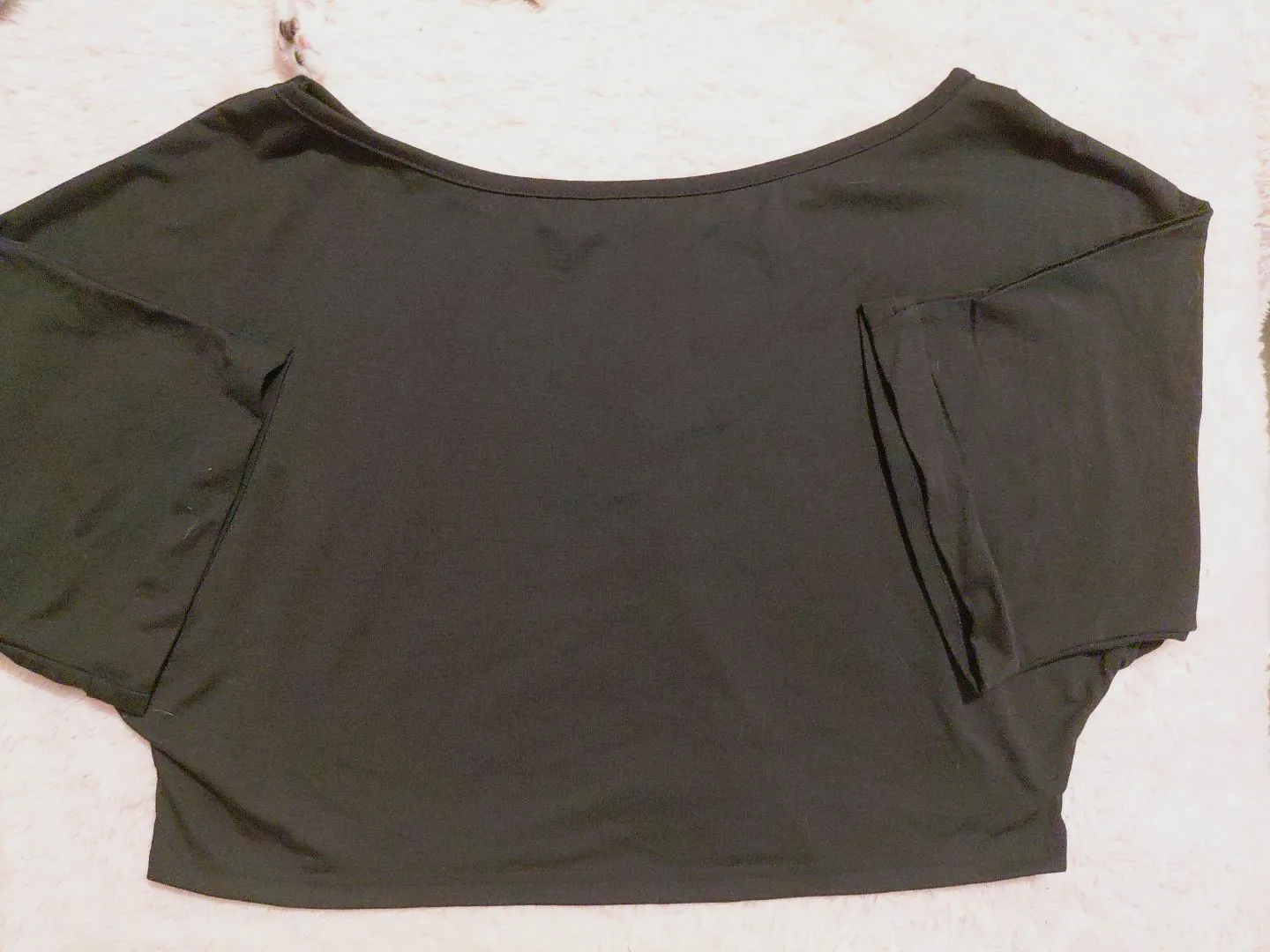 Crop top noir manches chauve-souris – Sans – taille S 2