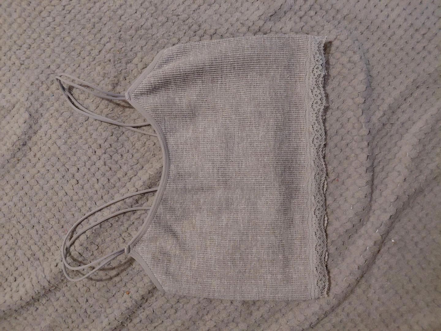 Top débardeur côtelé taupe à fines bretelles et dentelle – Primark XS – Primark – taille XS / 34 / 6 2