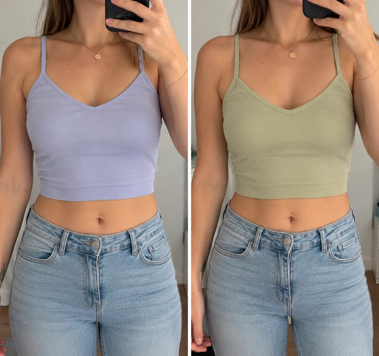 Lot de 2 débardeurs courts Primark XS – bleue et vert sauge