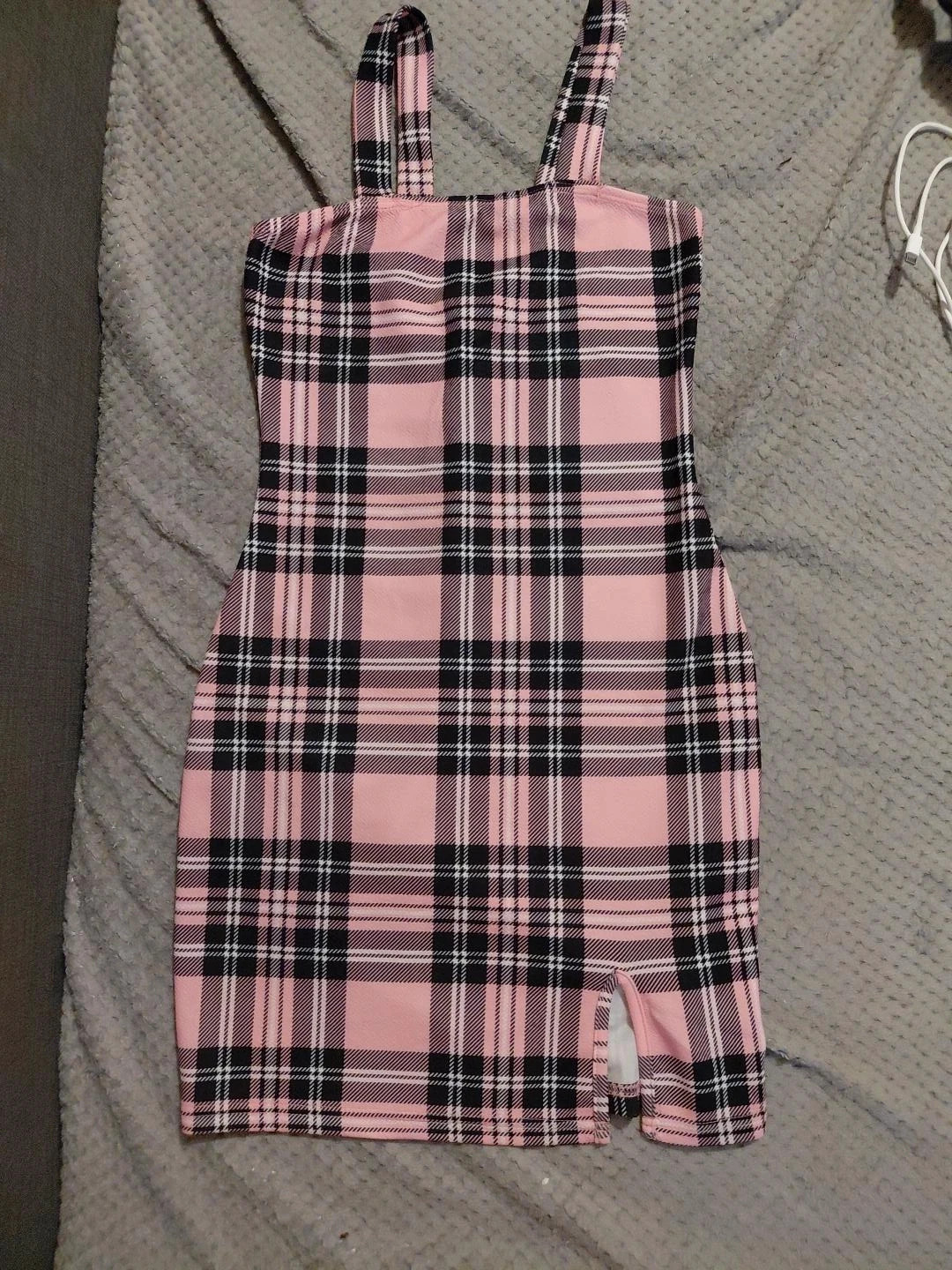 Robe courte rose et noire à carreaux – Taille XS 34 – Shein – taille XS / 34 / 6 2