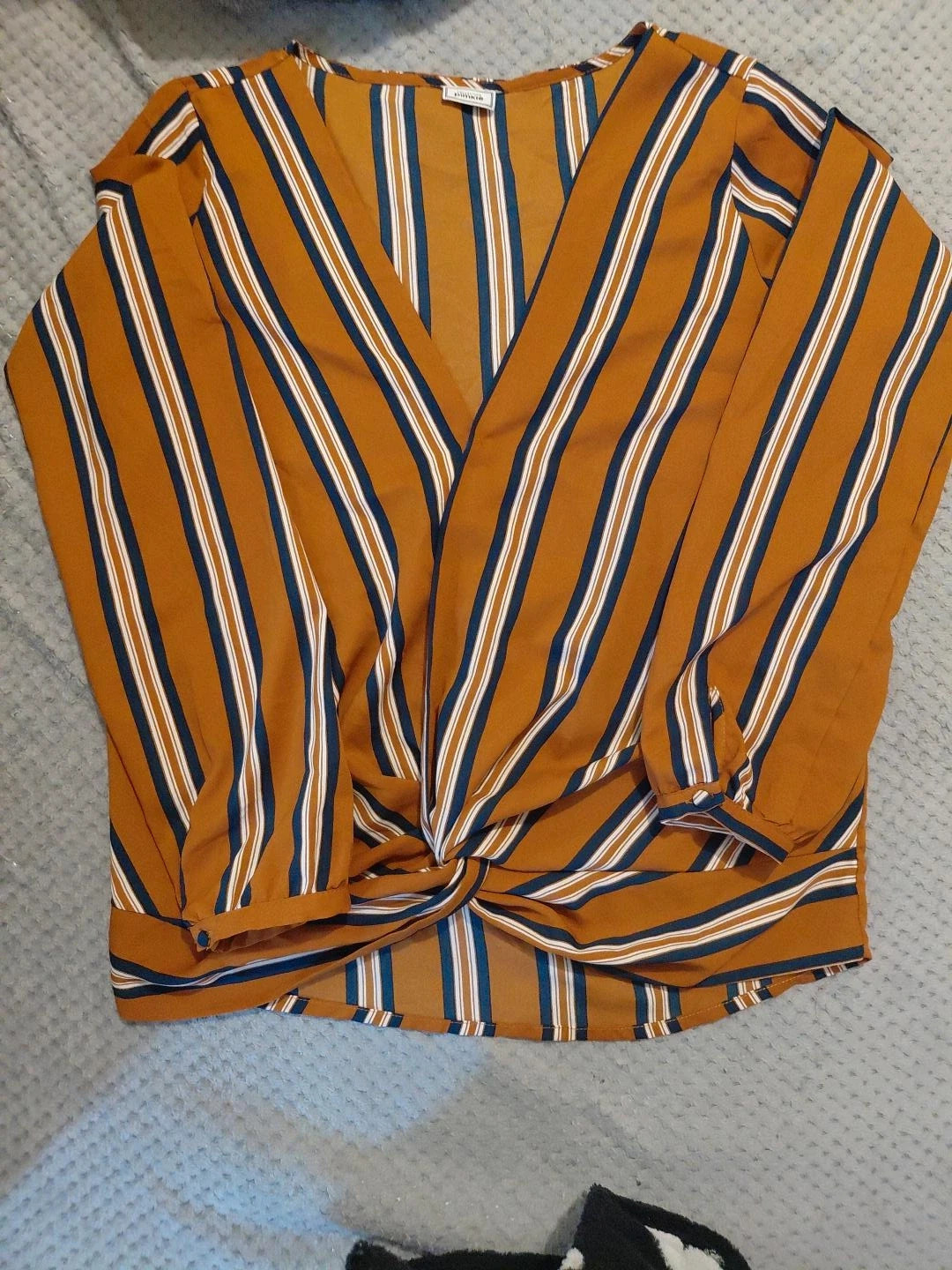 Chemisier Pimkie rayé moutarde, bleu marine et blanc – Taille S – Pimkie – taille S / 36 / 8 2