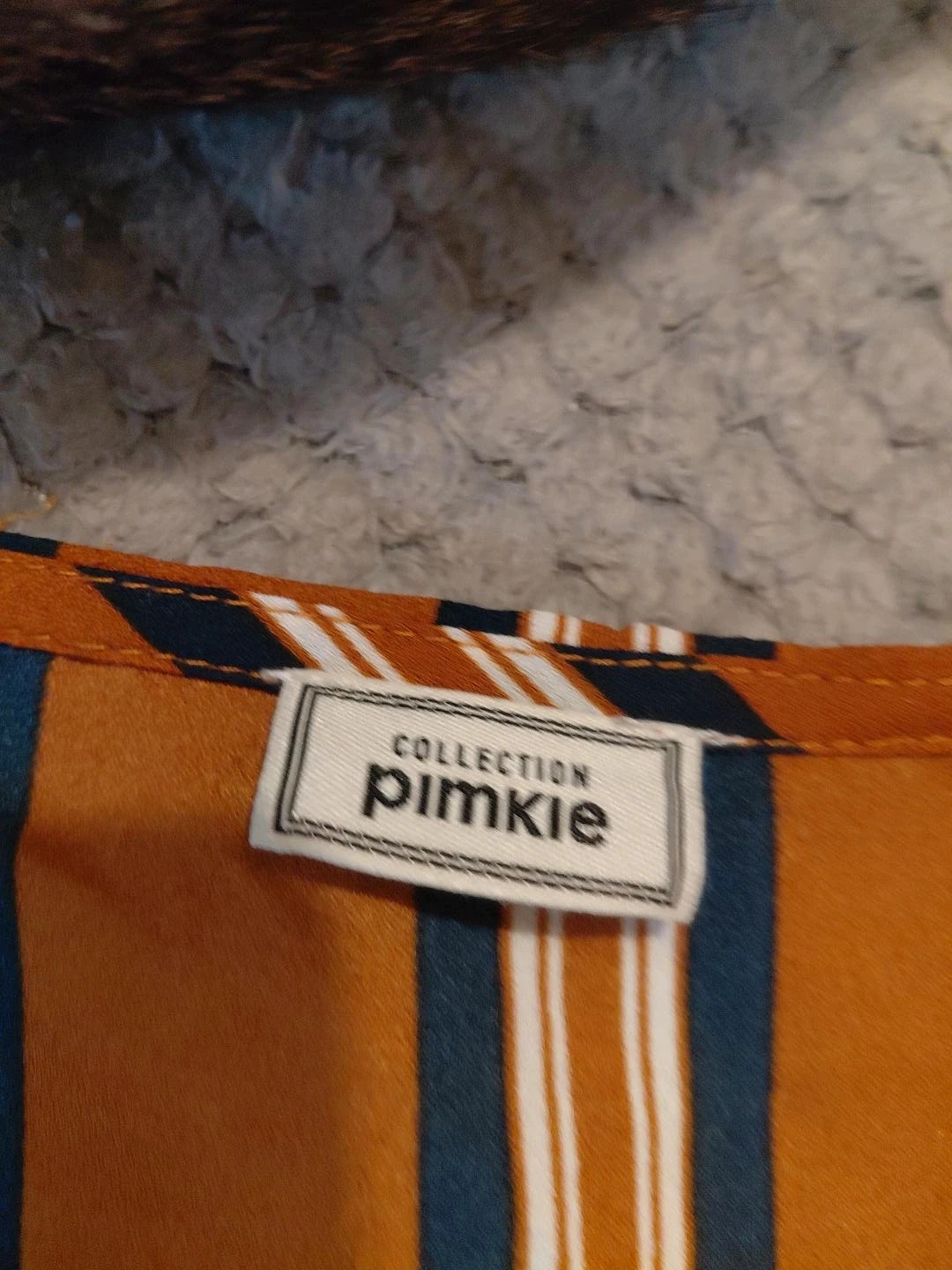 Chemisier Pimkie rayé moutarde, bleu marine et blanc – Taille S – Pimkie – taille S / 36 / 8 4