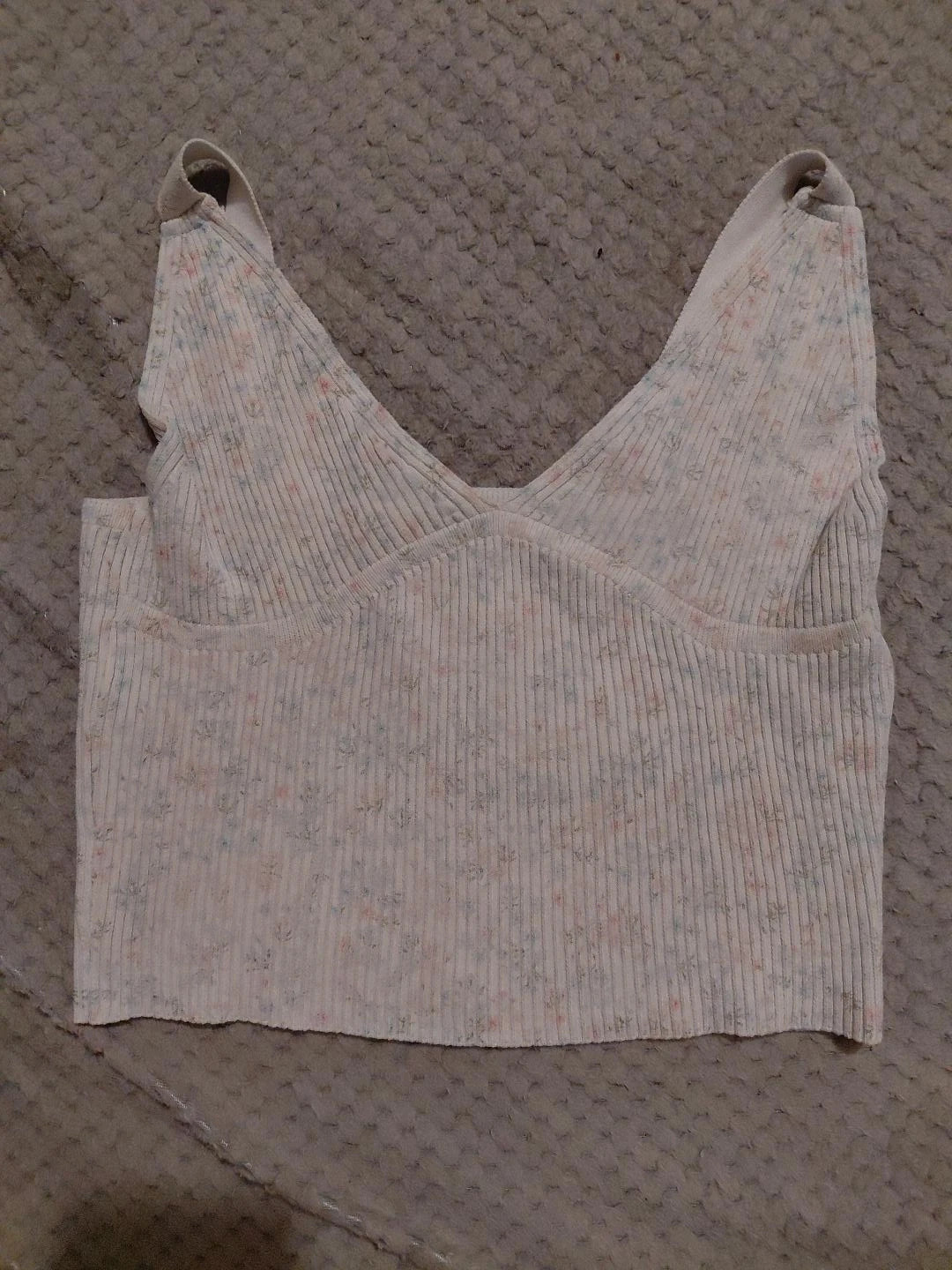 Top court côtelé blanc cassé à fines bretelles – Zara – Taille S – Zara – taille S / 36 / 8 2