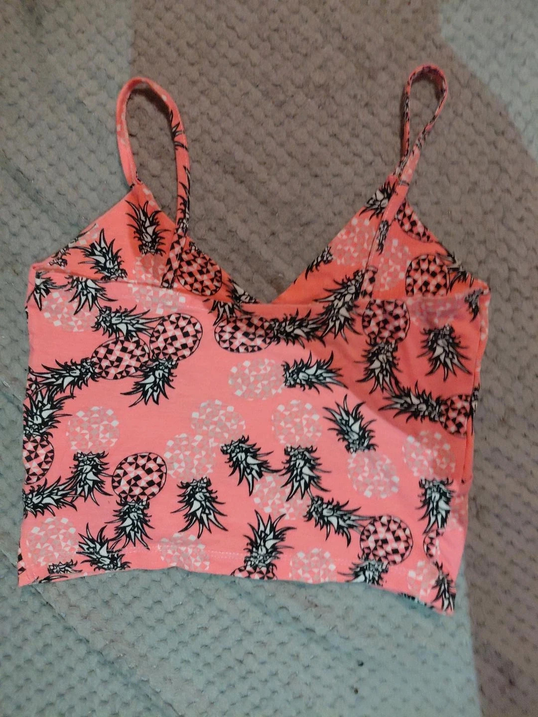 Top court corail à fines bretelles imprimé ananas – Taille XS – Jennyfer – taille XXS / 32 / 4 3