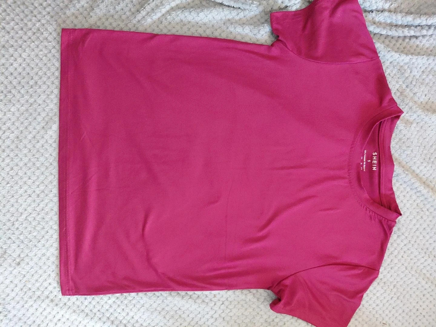 T-shirt femme bordeaux à manches courtes – SHEIN – Shein – taille S / 36 / 8 2