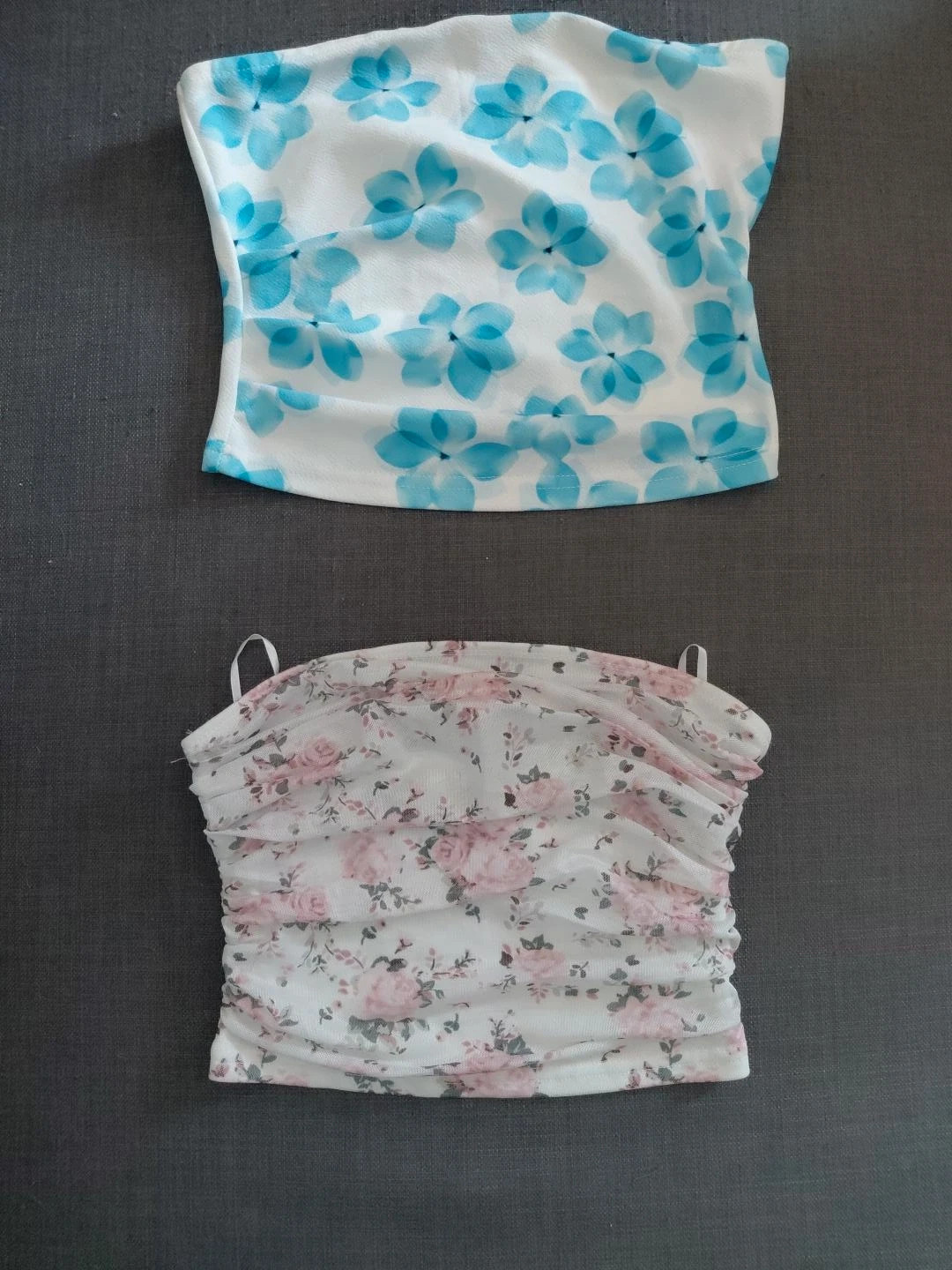 Lot de 2 tops bandeau fleuris neufs sans étiquette – Rose & Bleu 🌸 – Shein – taille XS / 34 / 6 2