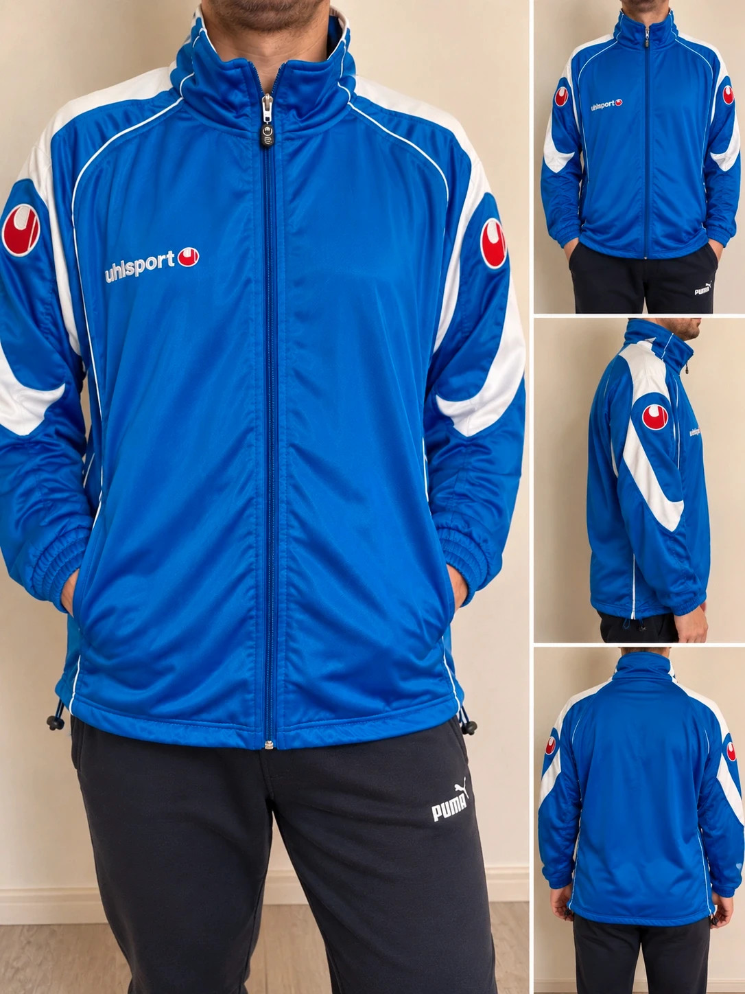 Veste de survêtement homme Uhlsport bleue et blanche