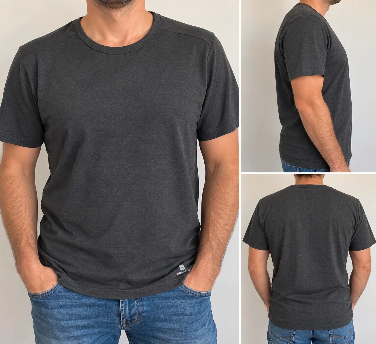 T-shirt homme Decathlon Domyos gris foncé