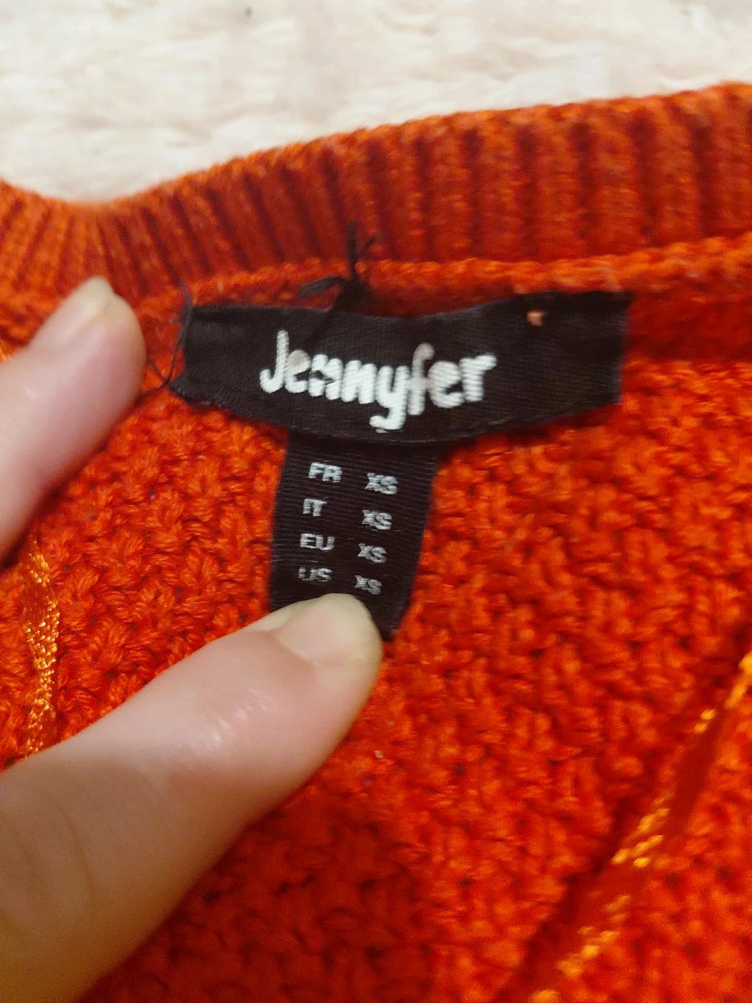 Pull rouge Jennyfer à col V – manches 3/4 – détails à nouer – Jennyfer – taille XXS / 32 / 4 4