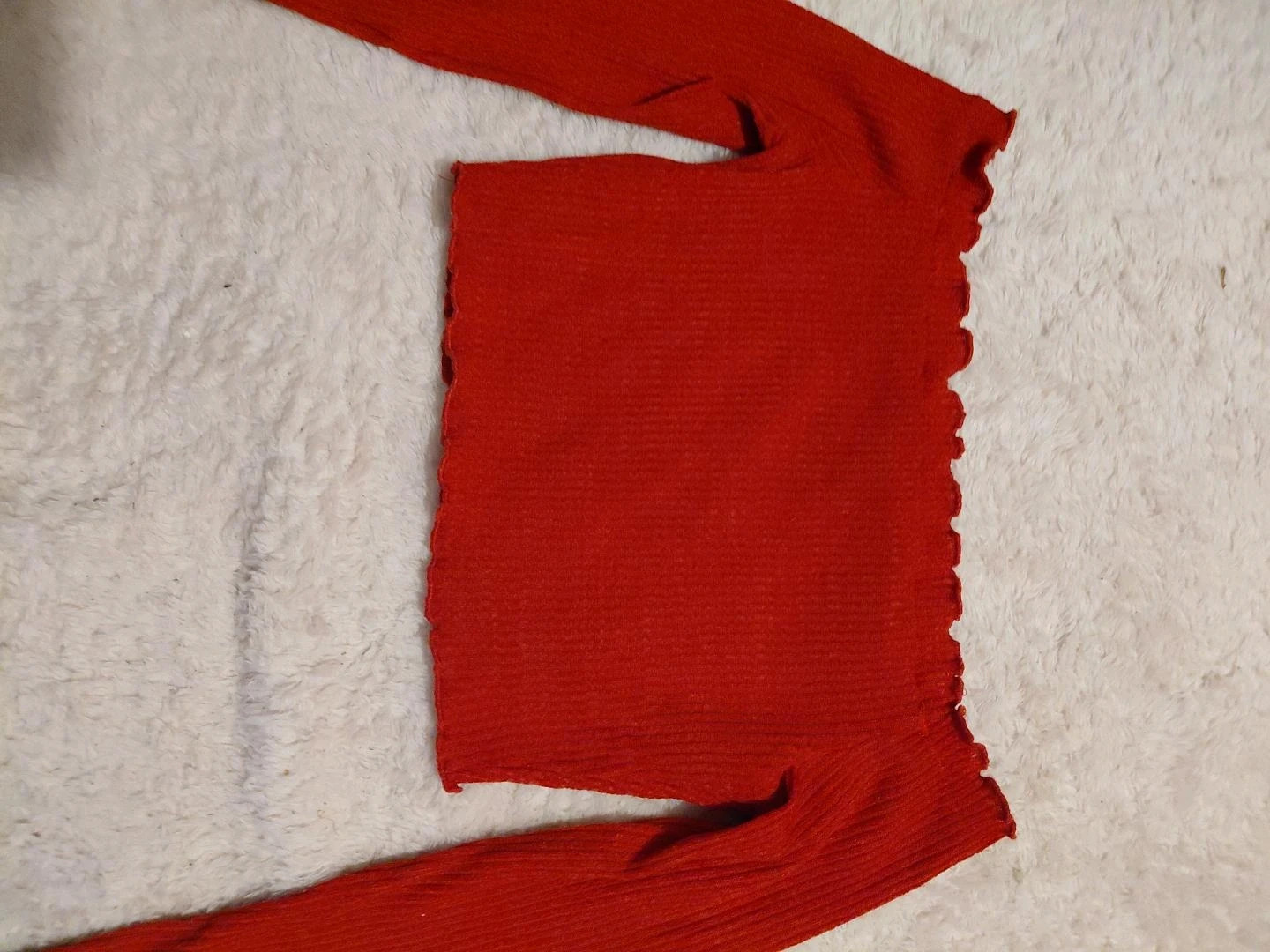 Pull court rouge côtelé à volants – SHEIN – Taille M enfant – Shein – taille M / 38 / 10 3