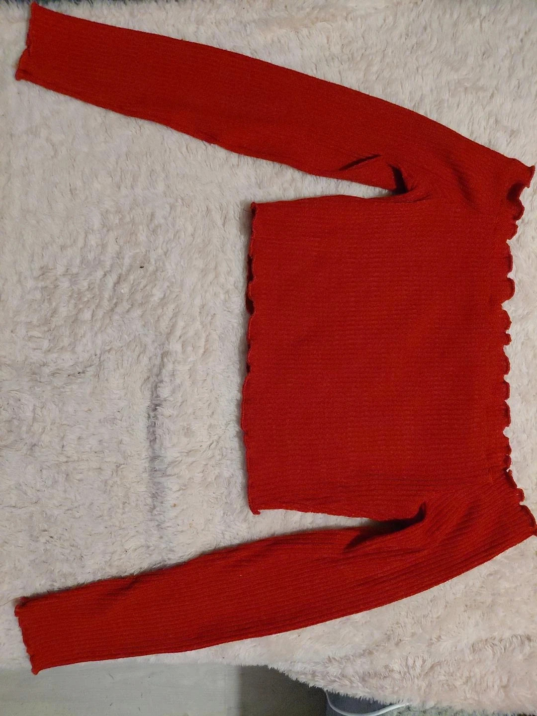 Pull court rouge côtelé à volants – SHEIN – Taille M enfant – Shein – taille M / 38 / 10 2