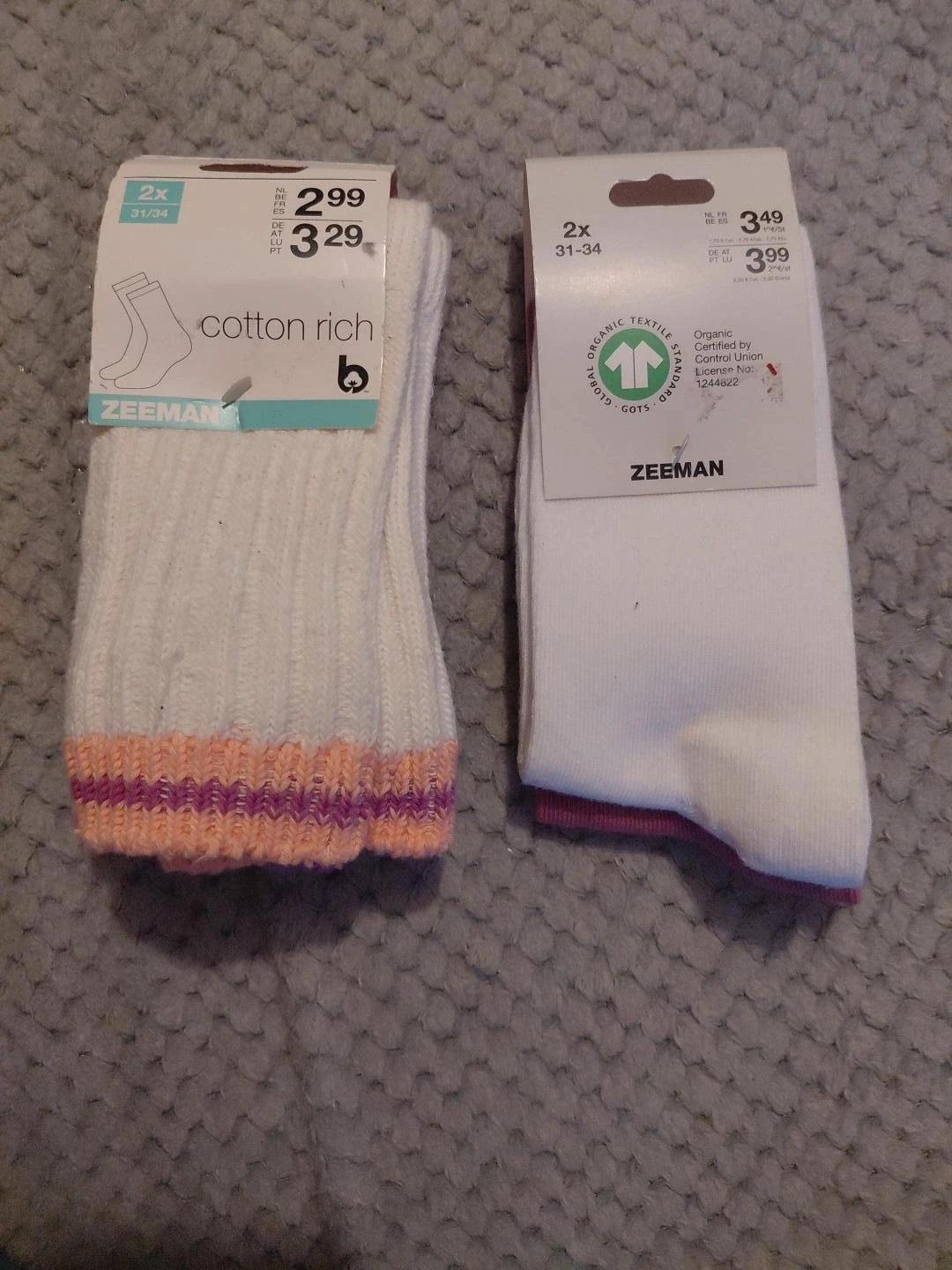 Lot de 4 paires de chaussettes fille – Zeeman – Taille 31/34 et 23/38