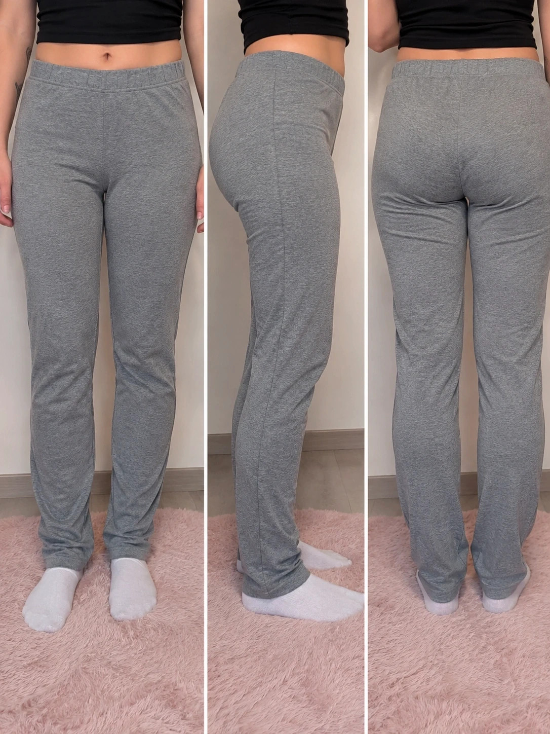 Bas de pyjama gris confortable – coupe droite