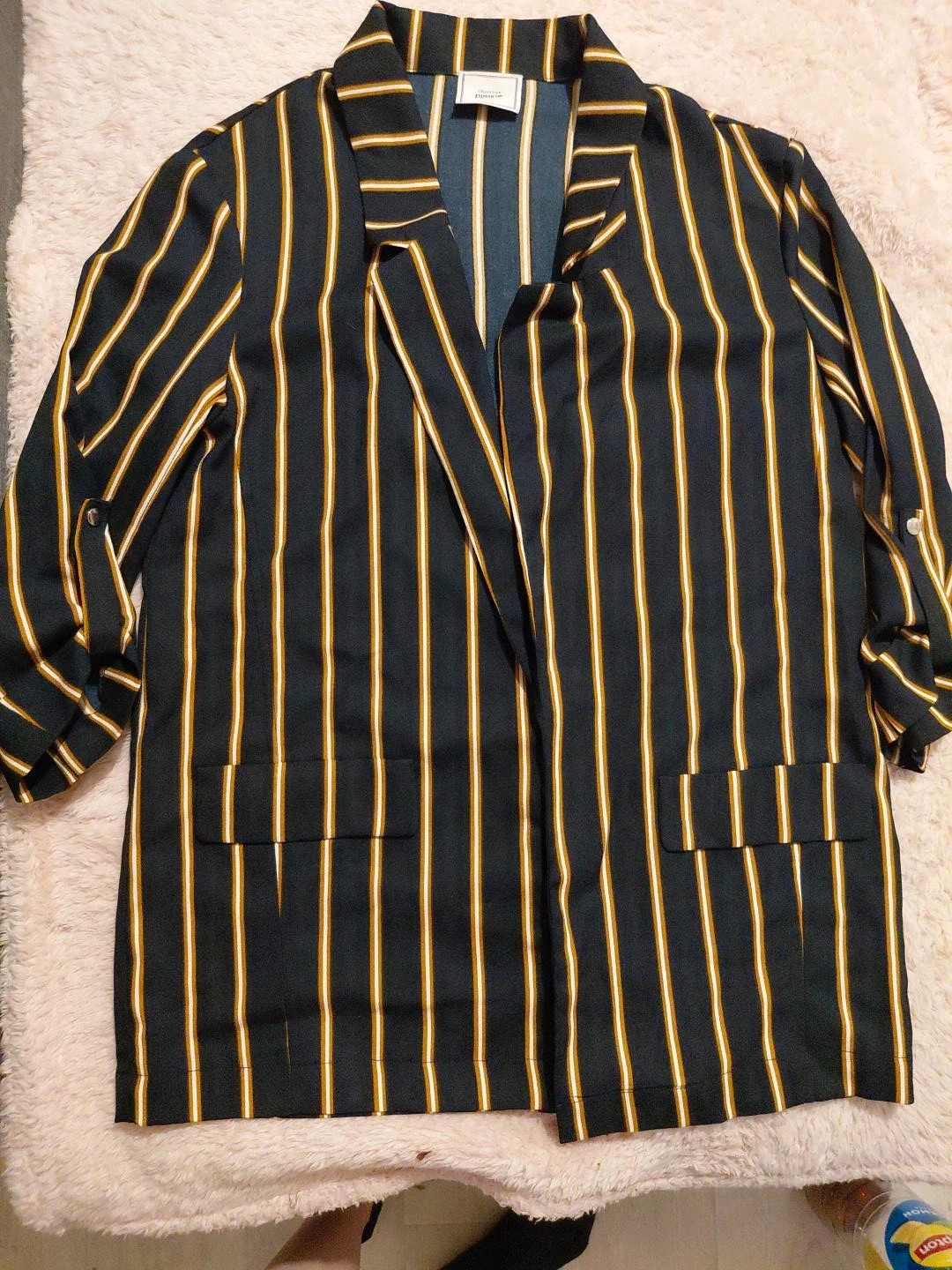 Blazer Pimkie Collection M estimé – Noir rayé jaune/moutarde – Élégant – Pimkie – taille S / 36 / 8 2