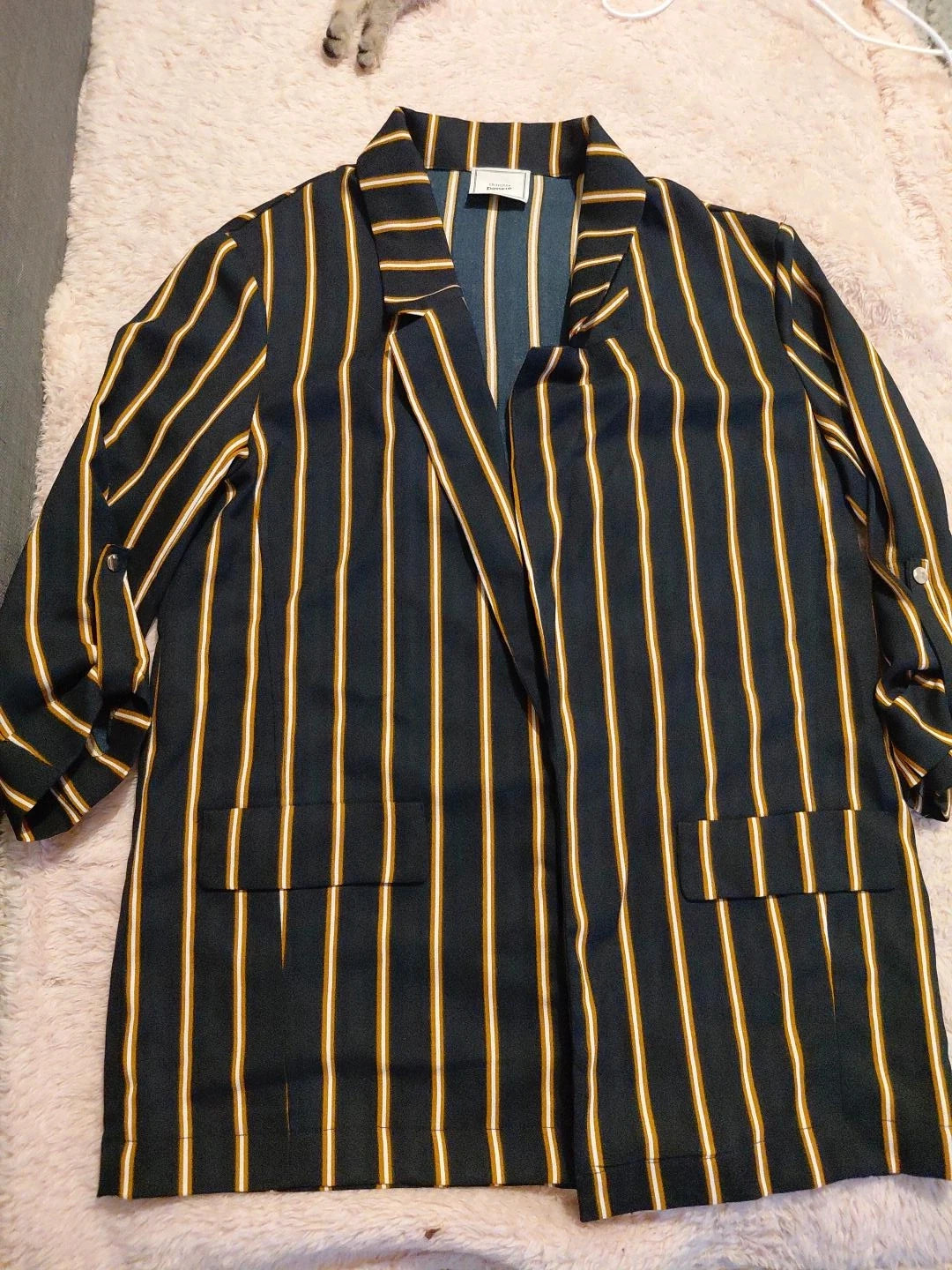 Blazer Pimkie Collection M estimé – Noir rayé jaune/moutarde – Élégant – Pimkie – taille S / 36 / 8 3