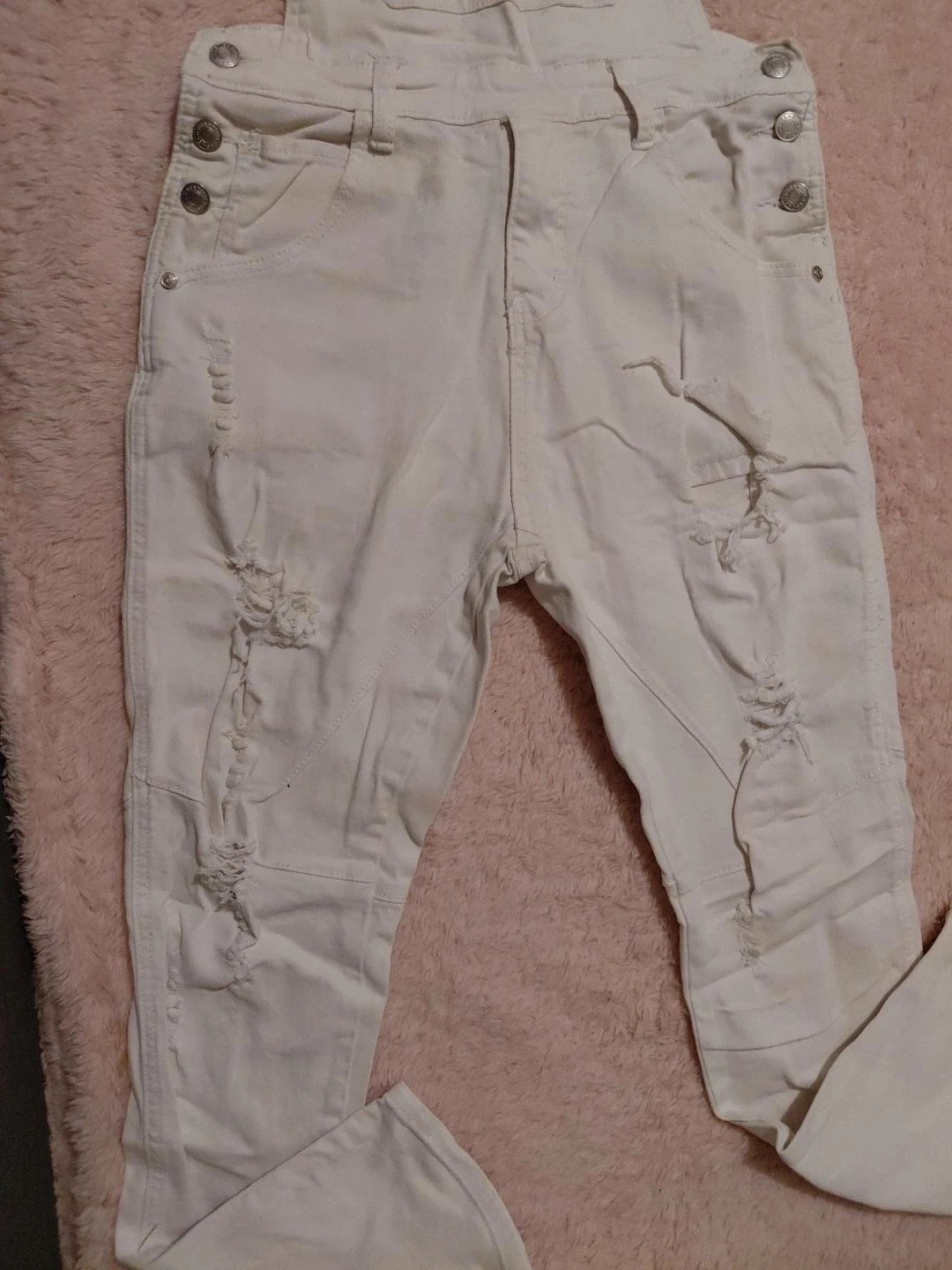 Salopette blanche en jean effet déchiré – Femme – urbanrags – taille S / 36 / 8 4