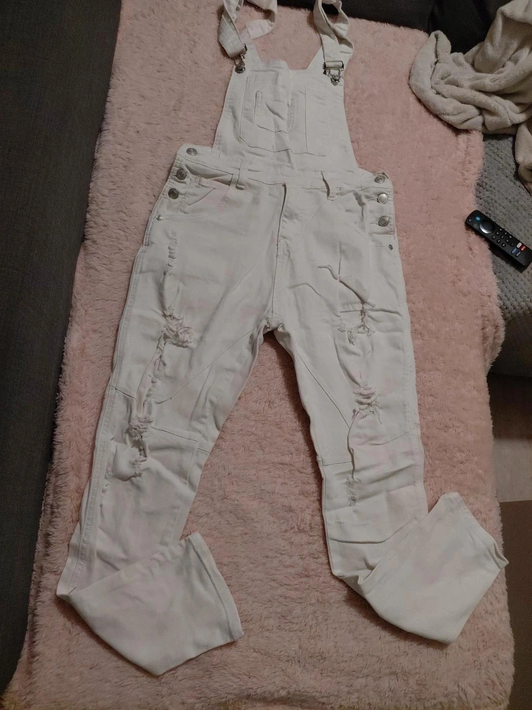Salopette blanche en jean effet déchiré – Femme – urbanrags – taille S / 36 / 8 2