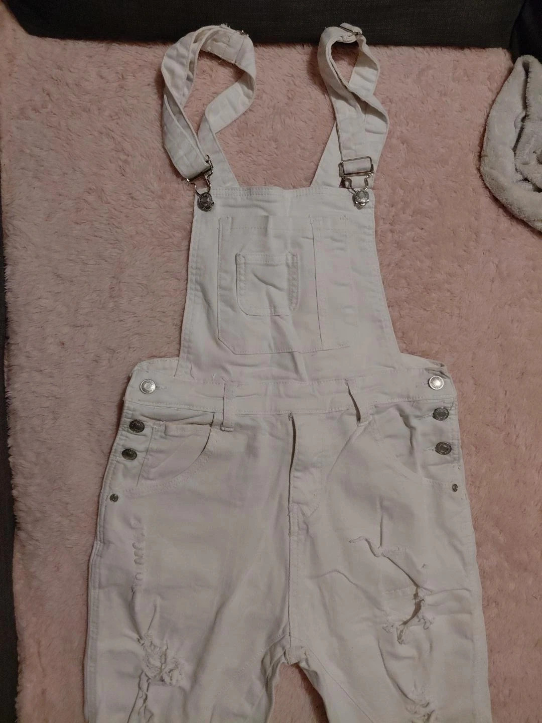 Salopette blanche en jean effet déchiré – Femme – urbanrags – taille S / 36 / 8 5