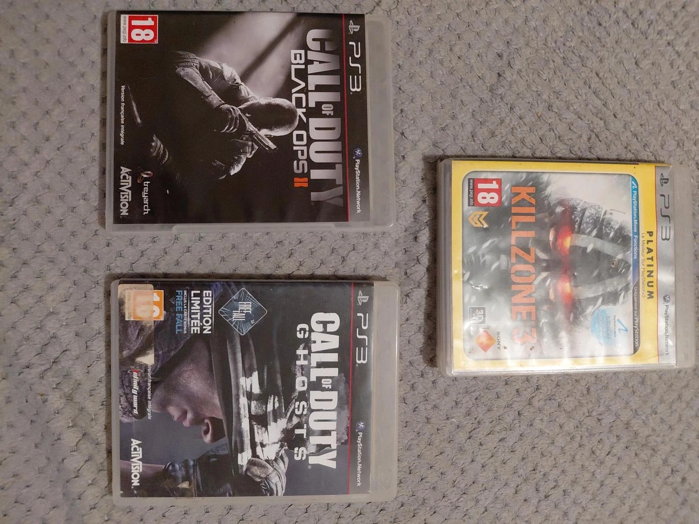 Lot de 3 jeux PS3 – Call of Duty Black Ops II, Ghosts & Killzone 3