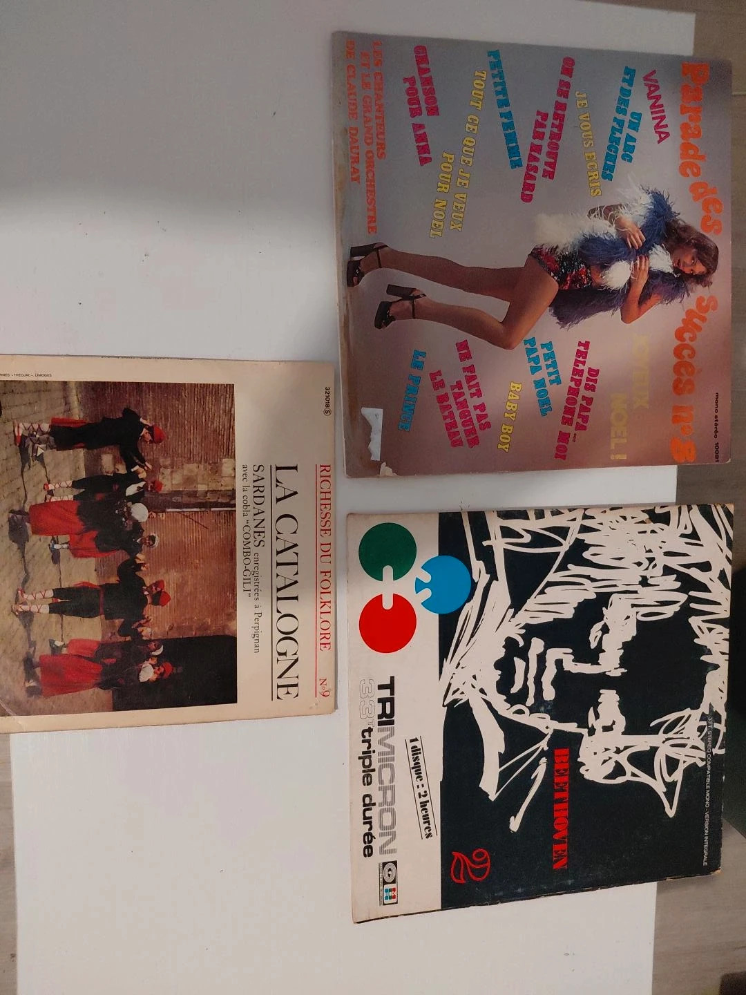 Lot de 3 vinyles 33 tours – Musique, Beethoven & Folklore – Vintage