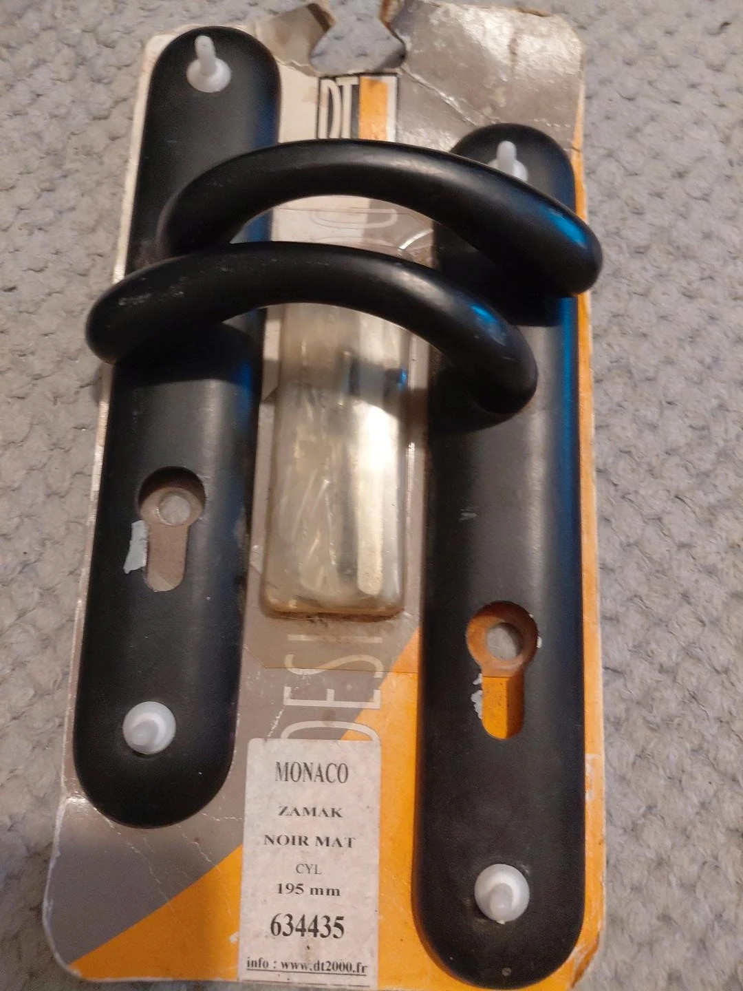 Poignée de porte DT2000 Monaco Zamak noir mat – 195 mm