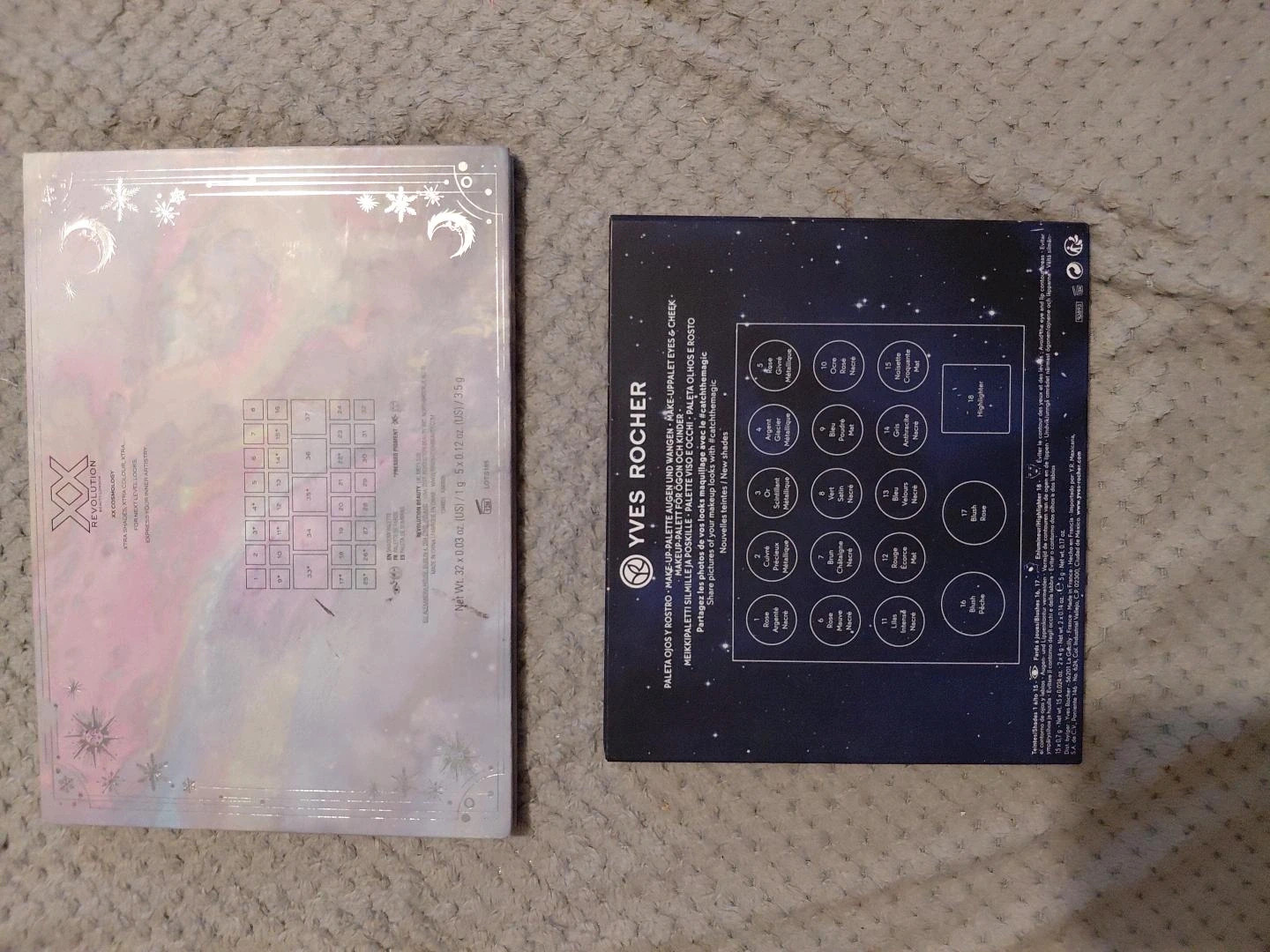 Je vends ce lot de 2 palettes de maquillage : – Yves Rocher 3