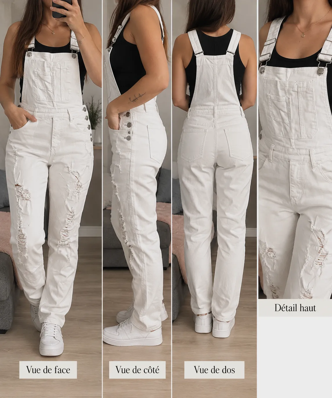 Salopette en jean blanc effet déchiré – Urban rags – taille S 2