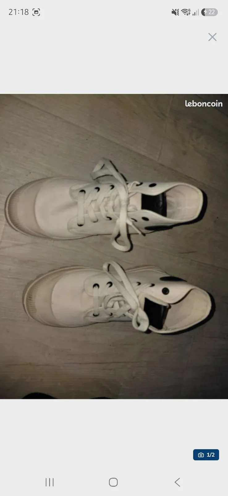 Baskets montantes Palladium en toile blanche – Palladium – taille EU 38 2