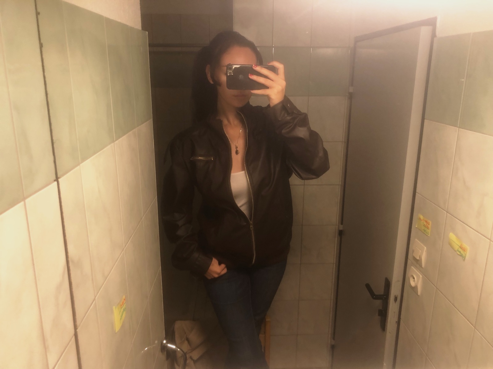 Veste biker noire vintage 90s Y2K – Bomber effet cuir – Vintage dressing – taille L 2