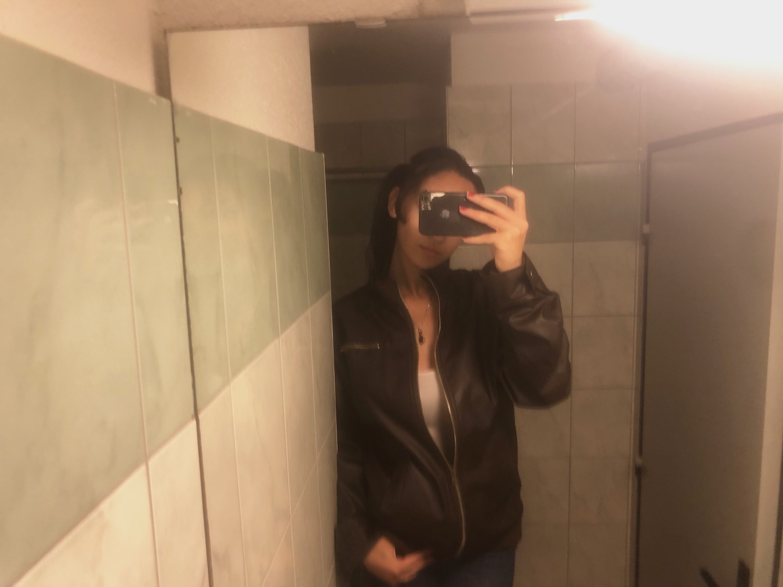 Veste biker noire vintage 90s Y2K – Bomber effet cuir – Vintage dressing – taille L 3