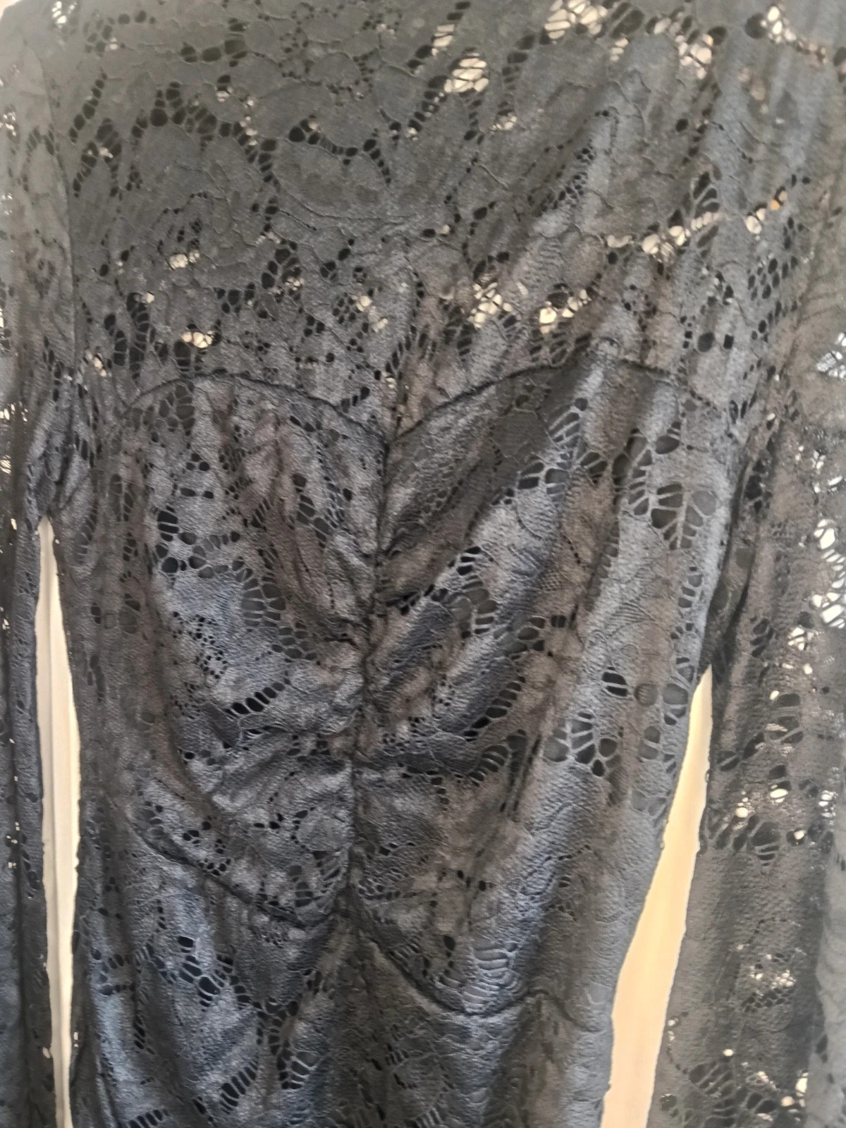 Vestido corto negro de encaje con mangas acampanadas - Talla Única 💎 No envío por Vinteg Go – boutique local – taille Taille unique 4