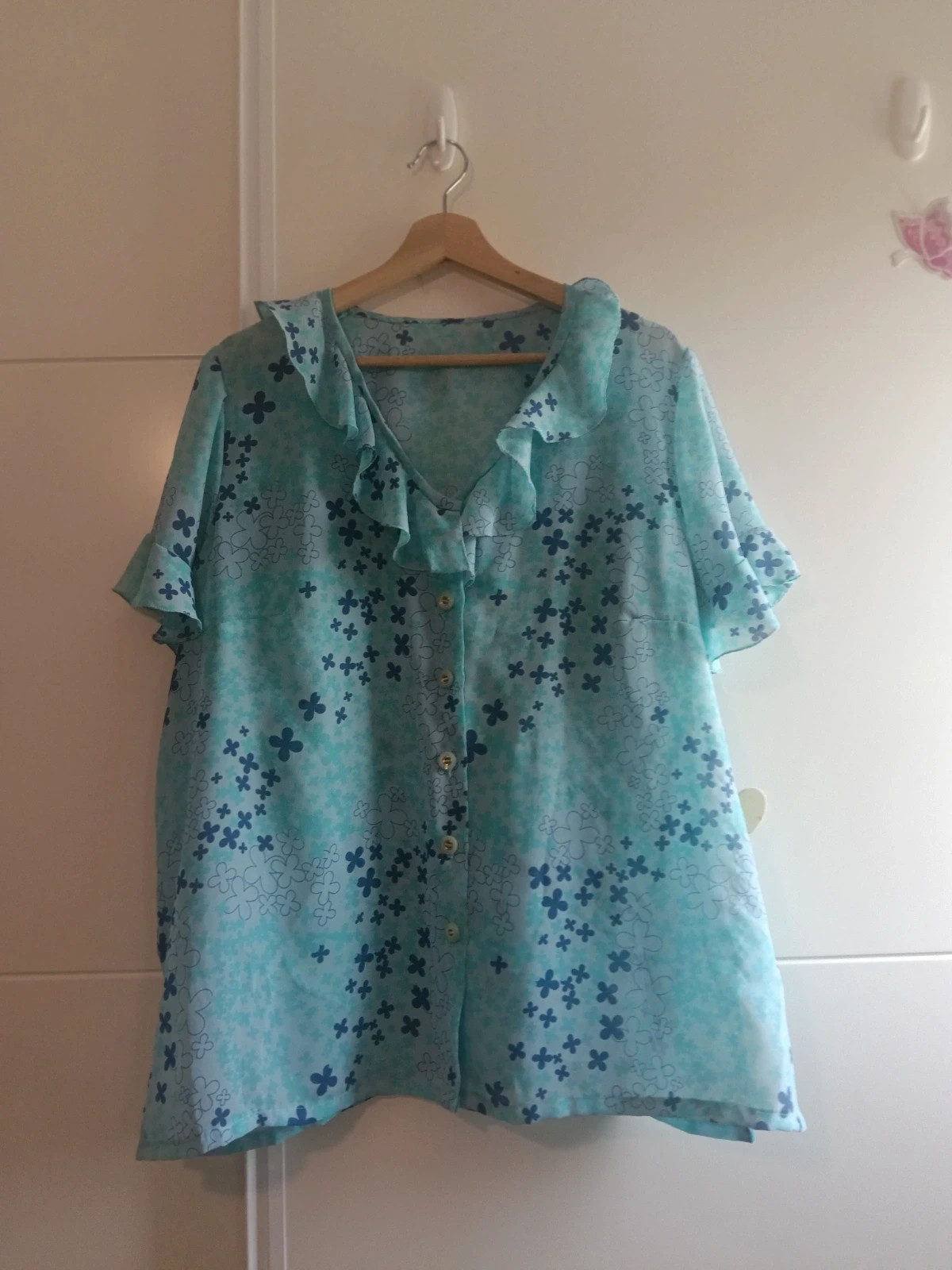 Y2k Blusa fluida azul con volante - Talla 52/54 (Ver medidas) No envío por Vinteg Go 🙏 – taille 6XL / 52 / 24 2